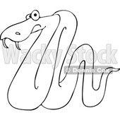 Cartoon of an Outlined Snake - Royalty Free Vector Clipart © djart #1201292