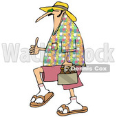 Cartoon of a White Man Carrying Beer and Holding a Thumb up - Royalty Free Vector Clipart © djart #1201670