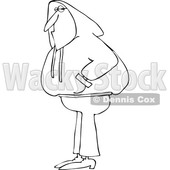 Cartoon of an Outlined Man Wearing a Hoodie Sweater - Royalty Free Vector Clipart © djart #1203370