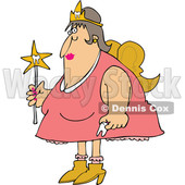 Cartoon of a Chubby White Tooth Fairy Holding a Wand - Royalty Free Vector Clipart © djart #1203376
