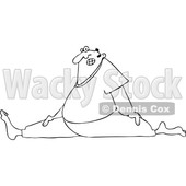 Cartoon of an Outlined Chubby Man Wincing and Doing the Splits - Royalty Free Vector Clipart © djart #1203761