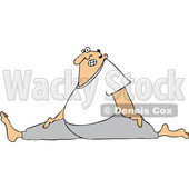 Cartoon of a Chubby White Man Wincing and Doing the Splits - Royalty Free Vector Clipart © djart #1203763