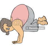 Cartoon of a White Woman Balancing on Her Hands - Royalty Free Vector Clipart © djart #1204228