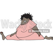 Cartoon of a Chubby Black Woman Wincing and Doing the Splits in Pink Sweats - Royalty Free Vector Clipart © djart #1207729
