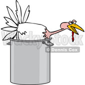 Cartoon of a Live White Turkey Bird in a Pot - Royalty Free Vector Clipart © djart #1208657