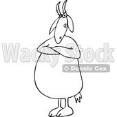 Cartoon of an Outlined Mad Goat Stnading with Folded Arms - Royalty Free Vector Clipart © djart #1211281