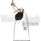 Clipart of a Muslim Cleric Man Pointing Upwards - Royalty Free Vector Illustration © djart #1214843