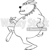 Clipart of an Outlined Sneaky Dog Running Upright - Royalty Free Vector Illustration © djart #1216245