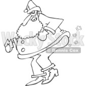 Clipart of an Outlined Santa Farting - Royalty Free Vector Illustration © djart #1219037