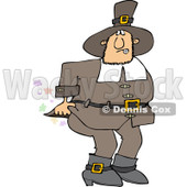 Clipart of a Male Pilgrim Farting - Royalty Free Vector Illustration © djart #1219753