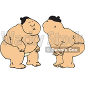 Clipart of Sumo Wrestlers Facing Each Other - Royalty Free Vector Illustration © djart #1220848