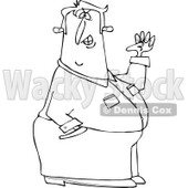 Clipart of an Outlined Half Defiant Man Holding up a Fist - Royalty Free Vector Illustration © djart #1221466