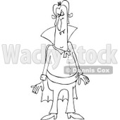 Clipart of an Outlined Vampire Standing with an Angry Expression - Royalty Free Vector Illustration © djart #1221467