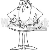 Clipart of an Outlined Santa Standing with His Hands on His Hips - Royalty Free Vector Illustration © djart #1223244