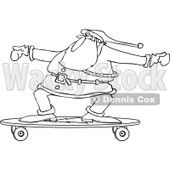 Clipart of an Outlined Santa Skateboarding on a Longboard - Royalty Free Vector Illustration © djart #1223675