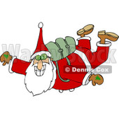 Clipart of Santa Free Falling While Skydiving - Royalty Free Vector Illustration © djart #1223677