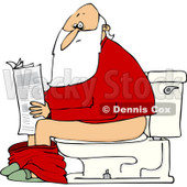 Clipart of Santa Reading the Newspaper on a Toilet - Royalty Free Vector Illustration © djart #1223682