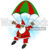 Clipart of a Skydiving Santa Descending with a Parachute - Royalty Free Illustration © djart #1223826