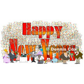 Clipart of People Having Fun at a Party with Happy New Years Text - Royalty Free Illustration © djart #1223829
