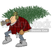 Clipart of a Man Pulling a Fresh Cut Christmas Tree - Royalty Free Illustration © djart #1224728