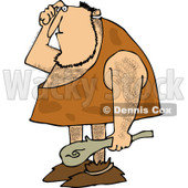Clipart of a Dumb Caveman Scratching His Head and Holding a Club - Royalty Free Vector Illustration © djart #1225226