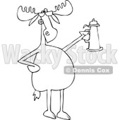 Clipart of an Outlined Moose Wearing Sunglasses and Holding a Beer Stein - Royalty Free Vector Illustration © djart #1225951