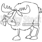 Clipart of an Outlined Snorting Angry Moose - Royalty Free Vector Illustration © djart #1225954