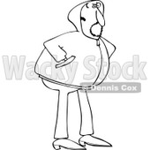 Clipart of an Outlined Man Wearing a Hoody Sweater - Royalty Free Vector Illustration © djart #1226219