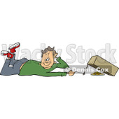 Clipart of a Caucasian Boy Setting a Box Trap - Royalty Free Vector Illustration © djart #1226226