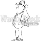 Clipart of an Outlined Man Wearing a Fedora Hat - Royalty Free Vector Illustration © djart #1227601