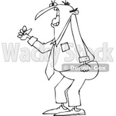 Clipart of an Outlined Irate Business Man Waving a Fist - Royalty Free Vector Illustration © djart #1227602