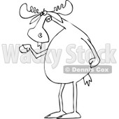 Clipart of an Outlined Mad Irate Moose Waving a Fist - Royalty Free Vector Illustration © djart #1227603