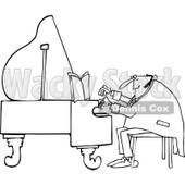Clipart of a Black and White Pianist Man Playing Music - Royalty Free Vector Illustration © djart #1230185