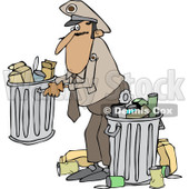 Clipart of a Man Picking up a Garbage Can - Royalty Free Vector Illustration © djart #1231052
