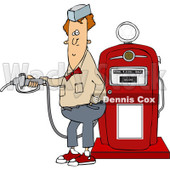 Clipart of a Gas Attendant Holding a Nozzle - Royalty Free Vector Illustration © djart #1231228