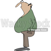 Clipart of a Chubby Bald Hispanic Man Looking up - Royalty Free Vector Illustration © djart #1235584