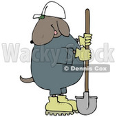 Cosntruction Worker Dog in a Hardhat Using a Shovel Clip Art Illustration © djart #12365