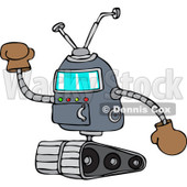 Clipart of a Robot Holding up a Gloved Hand - Royalty Free Vector Illustration © djart #1237195