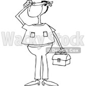 Clipart of a Black and White Man Wearing a Mask and Holding a Bag - Royalty Free Vector Illustration © djart #1237199