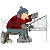 Cold Man Ice Fishing in the Winter Clipart Picture © djart #12377