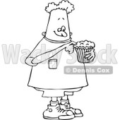 Clipart of a Black and White Boy Eating a Cupcake - Royalty Free Vector Illustration © djart #1238252