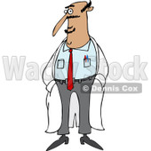 Clipart of a Hispanic Male Doctor Standing in a Lab Coat - Royalty Free Vector Illustration © djart #1238253