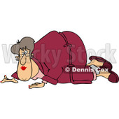 Clipart of a Chubby White Woman Crawling in a Robe - Royalty Free Vector Illustration © djart #1238254