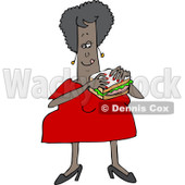 Clipart of a Chubby Black Woman Eating a Bologna Sandwich - Royalty Free Vector Illustration © djart #1238255