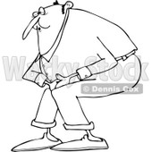 Clipart of an Outlined Man Wincing After Being Kicked in the Groin - Royalty Free Vector Illustration © djart #1238976