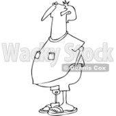 Clipart of a Black and White Chubby Causal Man with an Artificial Prosthetic Leg - Royalty Free Vector Illustration © djart #1240154