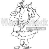 Clipart of a Black and White Man Combing His Last Hair on His Balding Head - Royalty Free Vector Illustration © djart #1240155
