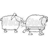 Clipart of a Black and White Sheep Farting in Another's Face - Royalty Free Vector Illustration © djart #1240163
