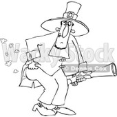 Clipart of a Black and White Male Pilgrim Holding a Blunderbuss and Farting - Royalty Free Vector Illustration © djart #1240166