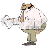 Clipart of a Black Businessman Holding Papers and Wearing a Pink Shirt - Royalty Free Illustration © djart #1240178